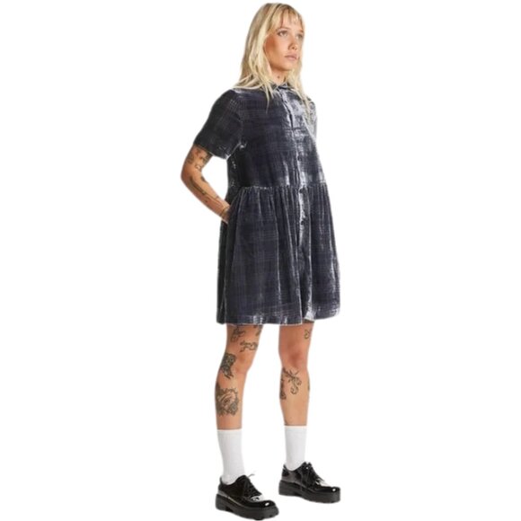 Teddy Fresh Burnout Velvet Plaid Mini Dress - Picture 1 of 8